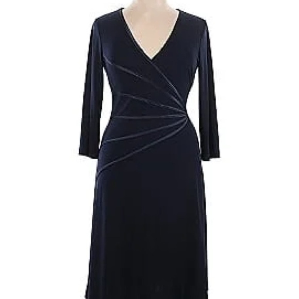 Dressbarn Black Sheath Dress‎ V-Neck 3/4 Sleeve